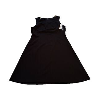 AB Studio Women Size 14 NWT Black Sleeveless Neck Sheath Dress Zipper Detail